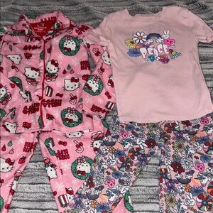 Bundle of pajamas 4T Hello Kitty Pink and Multicolor peace love Kids Pajama Set